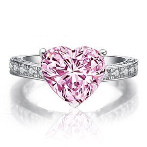 💞 Sweet Crystal Clear CZ Heart Lovely Diamonds Heart Rings for Women, PD689